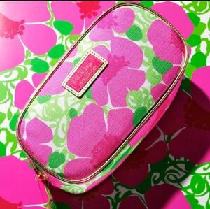 Lilly Pilitzer for Estee Lauder Spring Make up Bag Cosmetic Case Pink Green